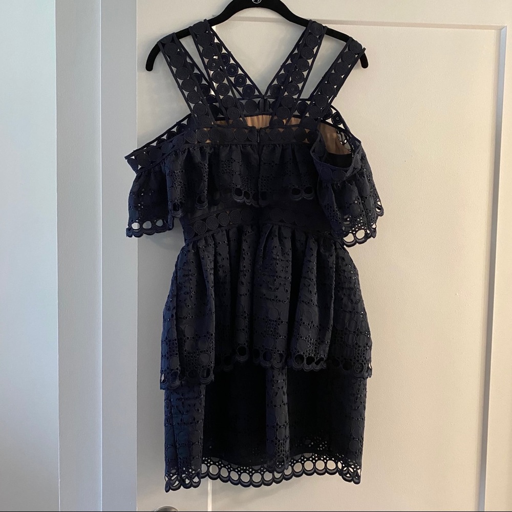 NWT Self-Portrait Navy Embroidered Mini Dress - Picture 8 of 11